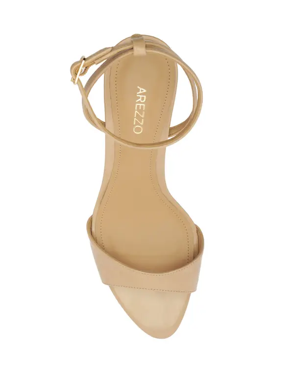 Nude Leather Ankle-Strap Kitten Heel Sandal 2 Image