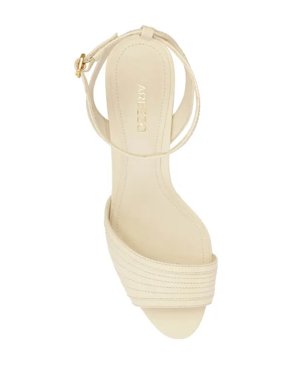 Off-White Pleated Ankle-Strap Kitten Heel Sandal 2 Image