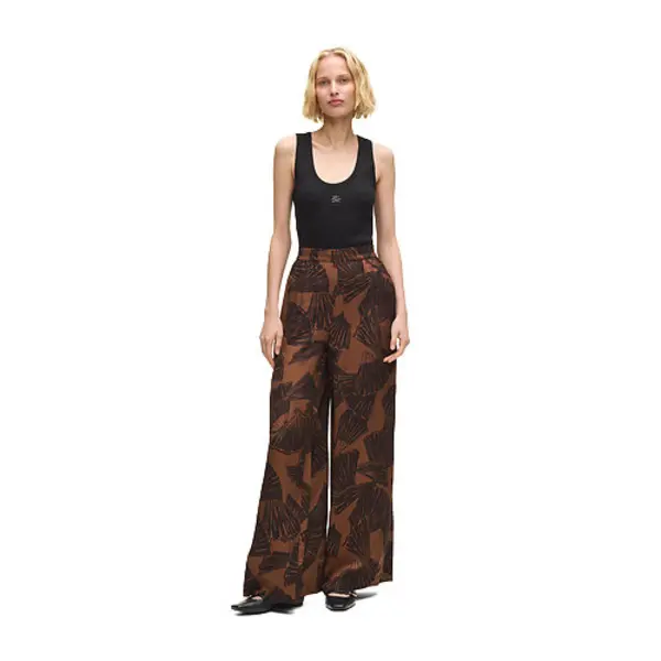 Fan Print Wide Leg Pants 1 Image