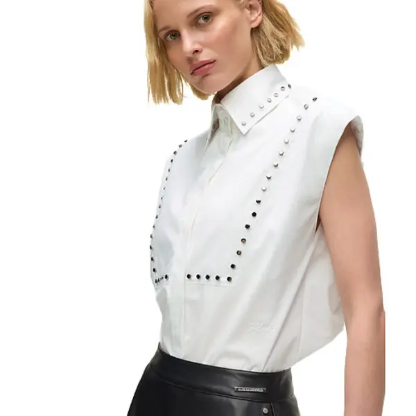 Studded Poplin Sleeveless Shirt 2 Image