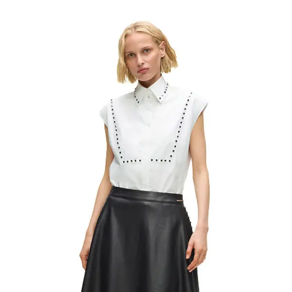 Studded Poplin Sleeveless Shirt 3 Image
