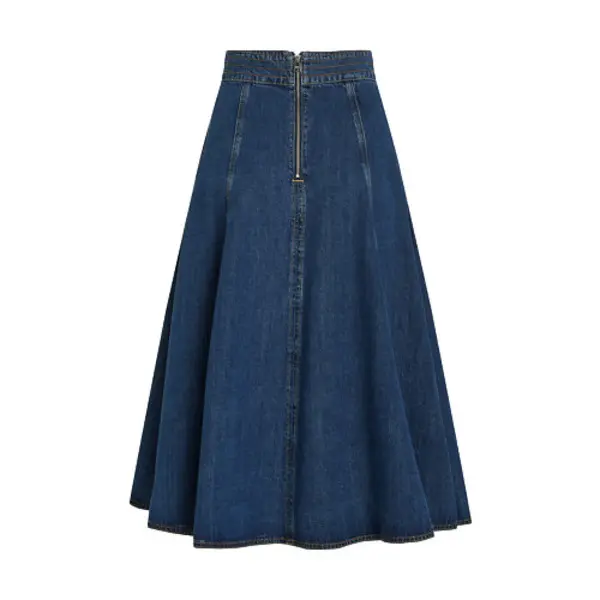 Denim A-Line Midi Skirt 1 Image