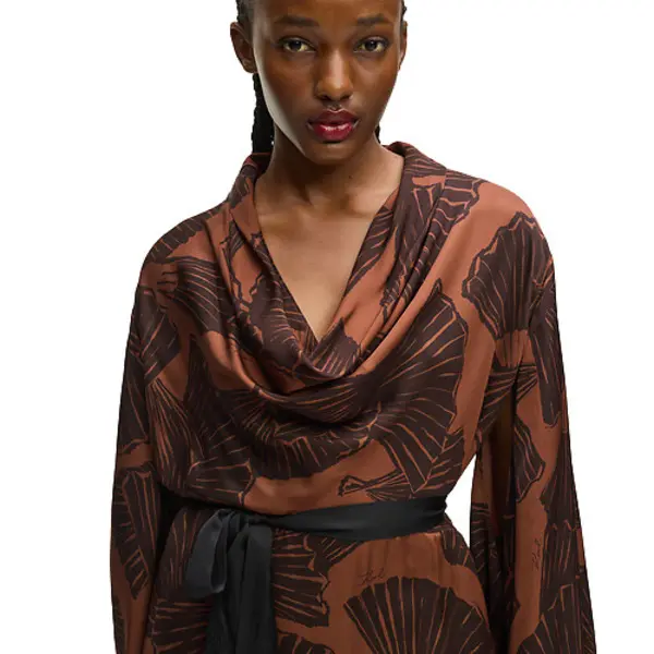 Fan-Print Kaftan Maxi Dress 3 Image