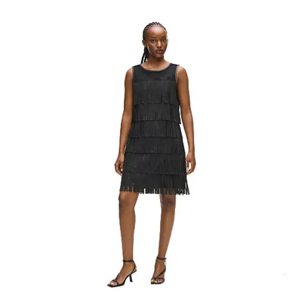 Faux Leather Fringe Dress 3 Image