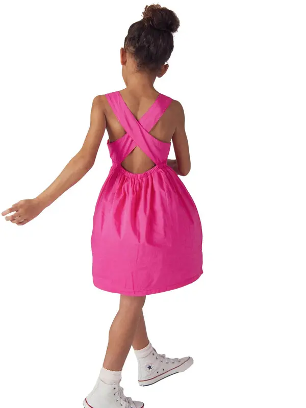 Fuchsia Pink Embroidered Sleeveless A-Line Dress 2 Image