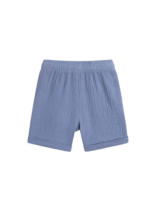 Cotton Muslin Henley Shirt and Shorts 2-Piece Set 1 Image