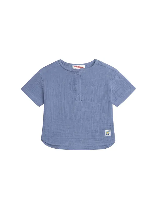 Cotton Muslin Henley Shirt and Shorts 2-Piece Set 5 Image