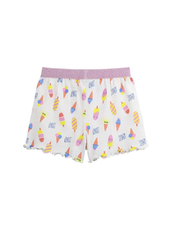 "Sweet & Chill" Ice Cream Print Pajama Set with Glitter Waistband 3 Image