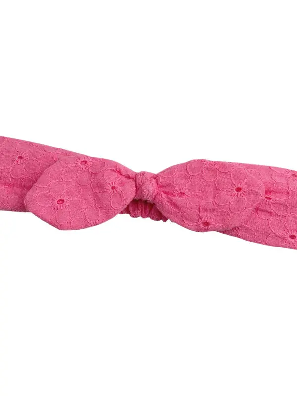 Baby Girl Bright Pink Eyelet Bow Headband 2 Image