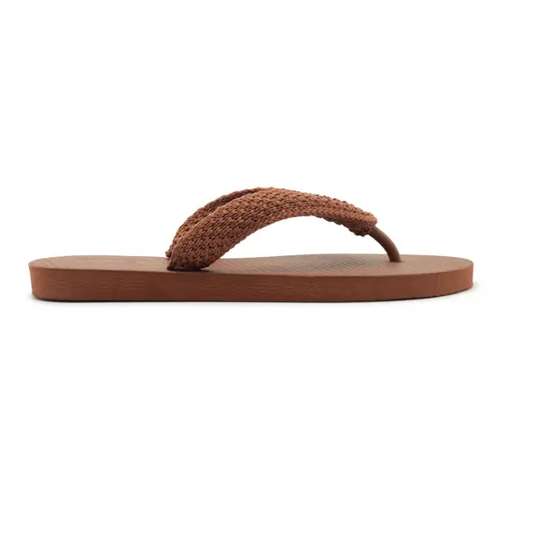 Brown Braided Strap Flip Flops with Textured Sole 1 Image