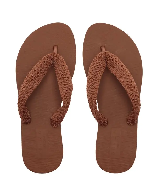 Brown Braided Strap Flip Flops with Textured Sole 2 Image