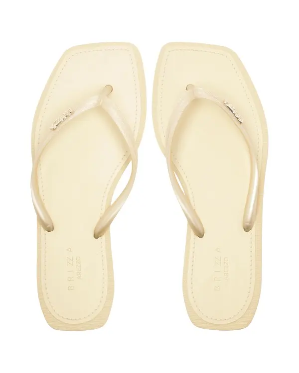 White Sparkling Flip-Flops with Square Brizza 2 Image