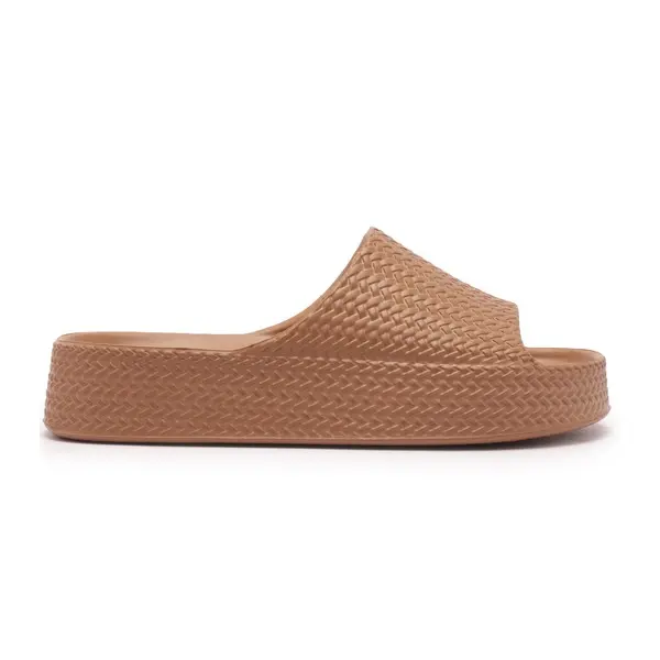 Brown Braided Flatform Slide with Strap 2 Image