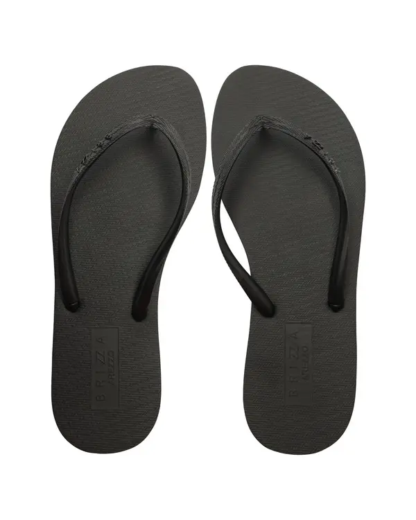 Classic Black Flip Flops with Chevron-Textured Sole 1 Image