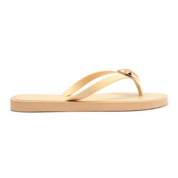 Beige Flip Flops with Amber Gemstone Ornament 1 Image