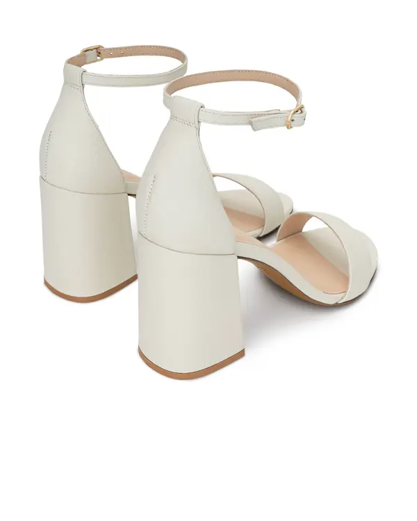 Crinkled Patent Leather Ankle Strap Block Heel Sandals 2 Image