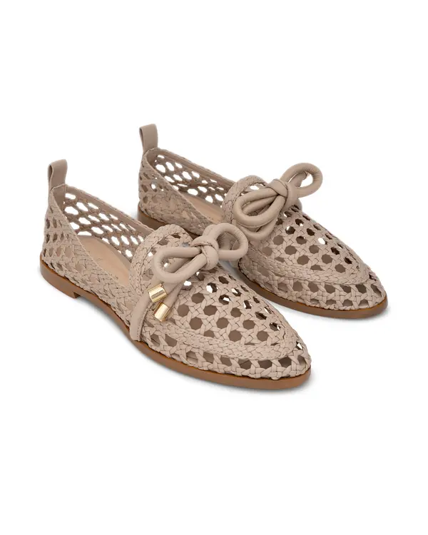 Intrecciato Woven Leather Loafers with Knotted Gold-Tipped Detail 2 Image