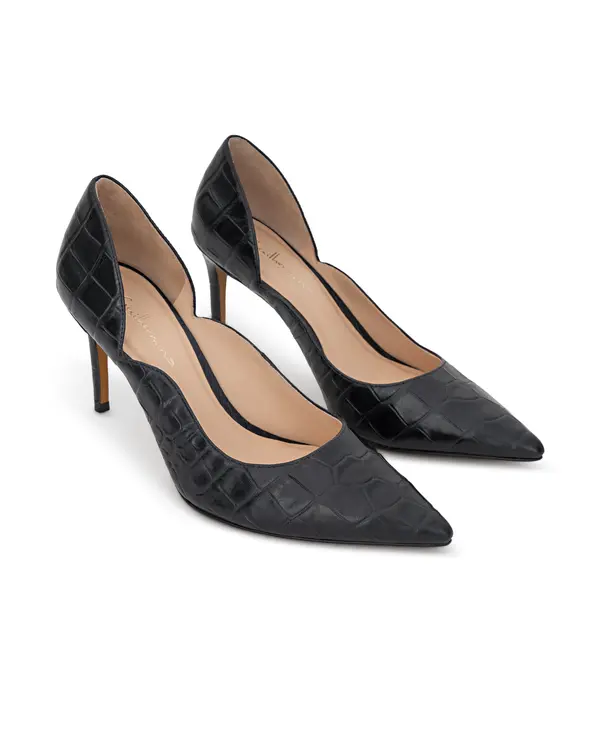 Textured Crocodile-Effect Pointed-Toe Heeled Pump 1 Image