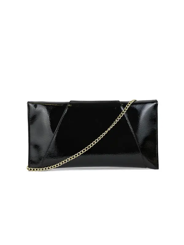 Patent Leather Envelope Clutch Bag with Gold Chain 1 Image