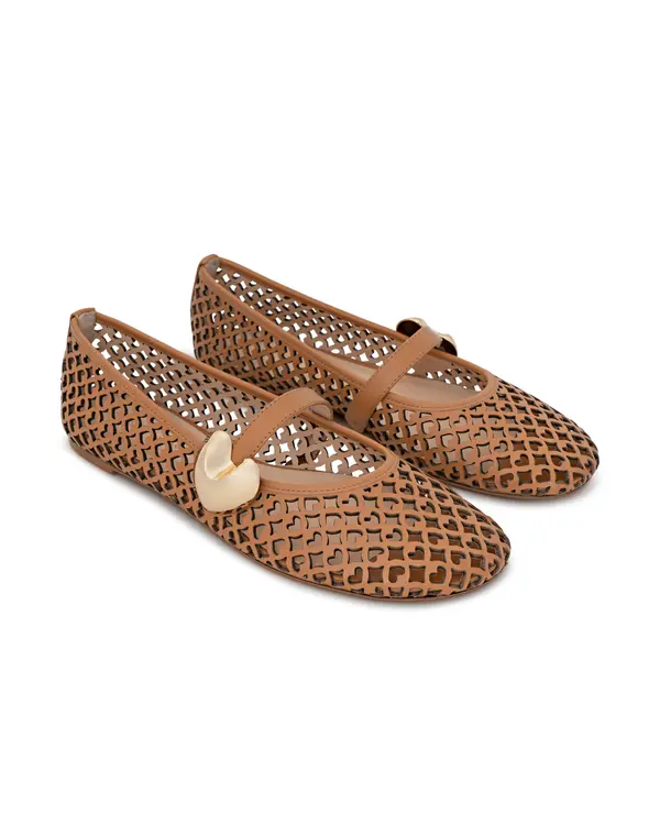 Laser-Cut Mary Jane Flats with Heart Hardware 1 Image