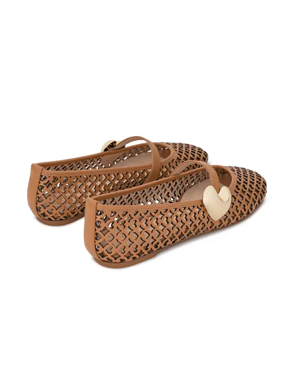 Laser-Cut Mary Jane Flats with Heart Hardware 2 Image
