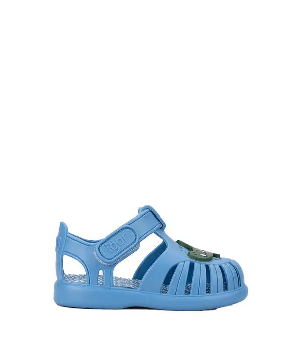 Baby Boy Blue Tobby Solid Jelly Sandals with Crocodile Patch 1 Image