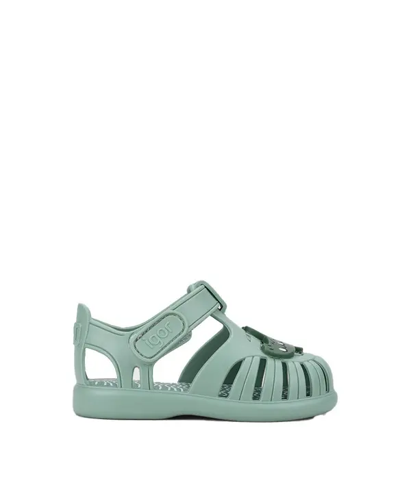 Kids Baby Boy Green Tobby Solid Jelly Sandals with Crocodile Patch 2 Image