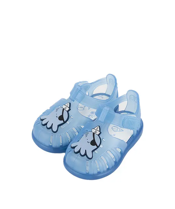 Baby Boy Blue Translucent Jelly Sandals with Octopus Patch 2 Image