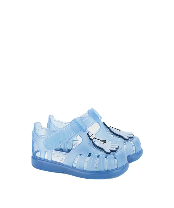 Baby Boy Blue Translucent Jelly Sandals with Octopus Patch 3 Image