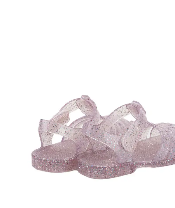 Kids Girls Classic Pink Trasnparent Crystal Jelly Sandals 2 Image