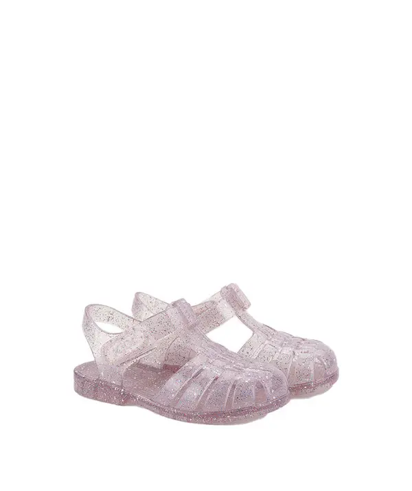 Kids Girls Classic Pink Trasnparent Crystal Jelly Sandals 3 Image