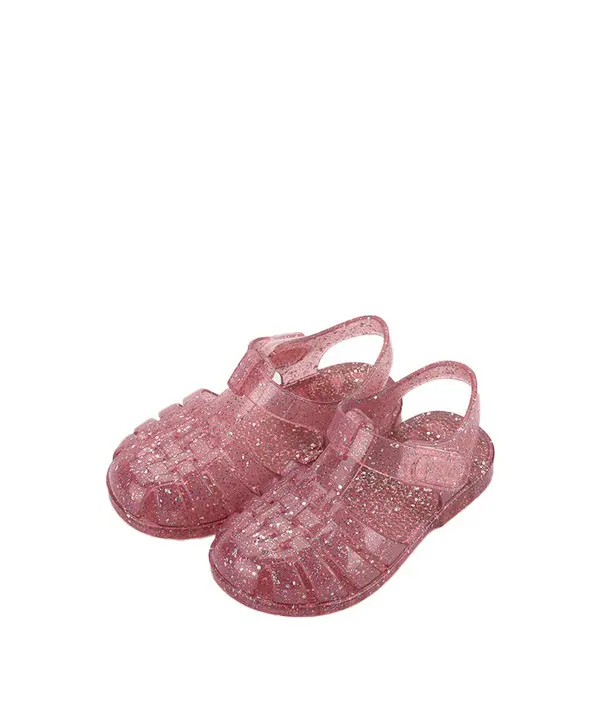 Kids Girls Classic Fushia Trasnparent Crystal Jelly Sandals 2 Image