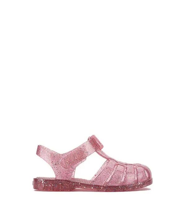 Kids Girls Classic Fushia Trasnparent Crystal Jelly Sandals 3 Image