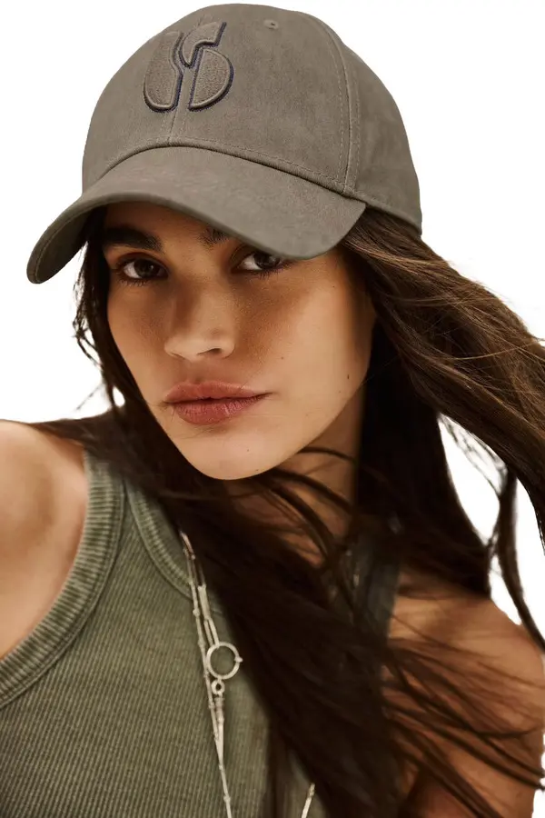 Cotton Canvas Baseball Cap with Frayed Logo Patch 1 Image