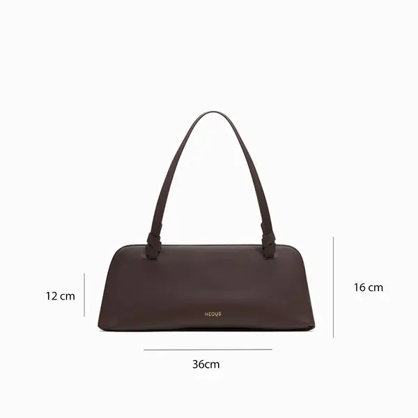 Aries East West Drak Brown Leather Shoulder Bagwith Knotted Handle Detail 4 Image