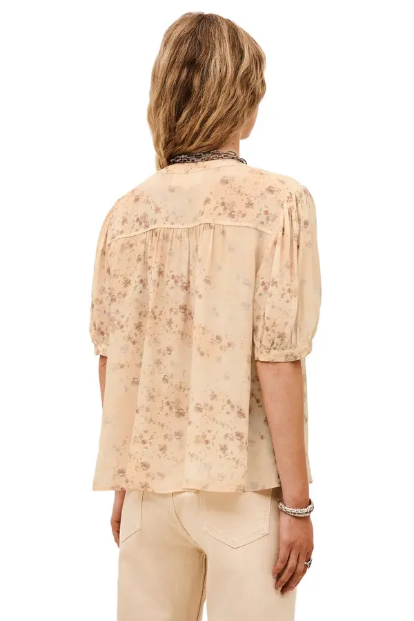 Elbow-Length Puff Sleeves Printed Blouse 2 Image