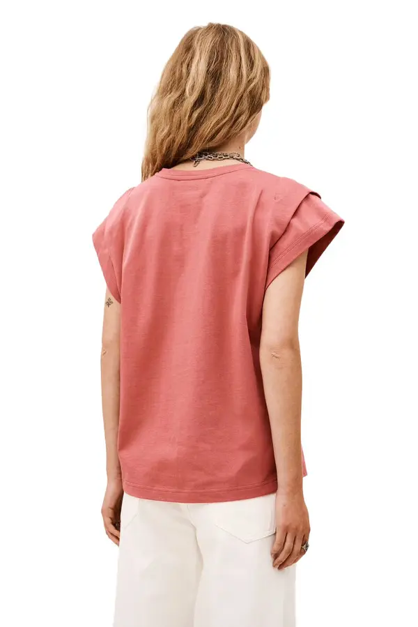 Structured Shoulder Cap Sleeve T-Shirt 2 Image