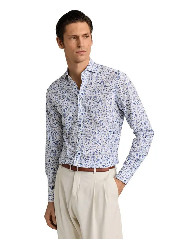 Tailored Fit Island Print Shirt 4 Image