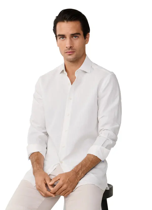 Tailored Fit Cotton-Linen Shirt 6 Image