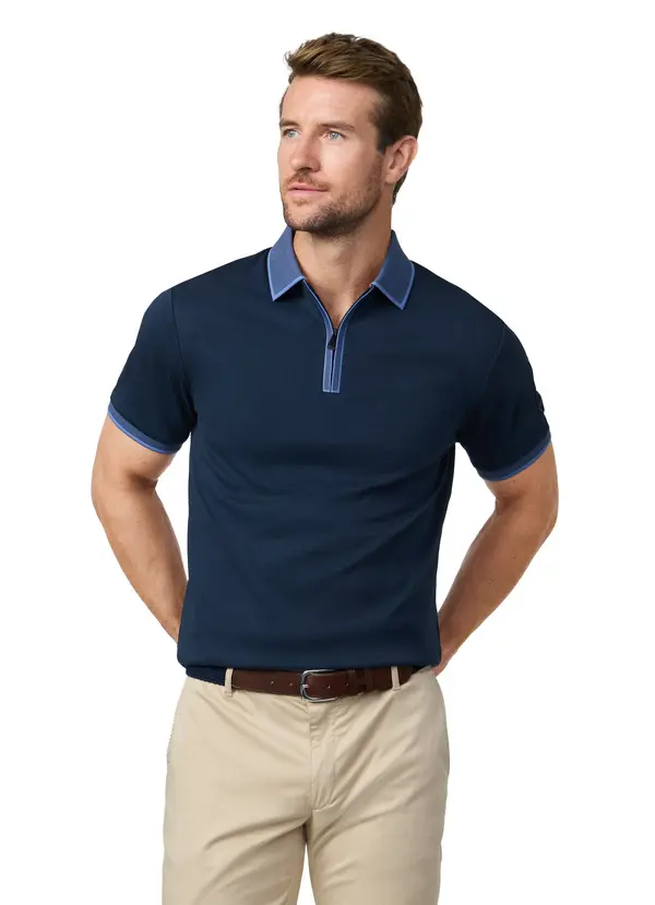 Classic Fit Short Sleeve Quarter Zip Polo 2 Image
