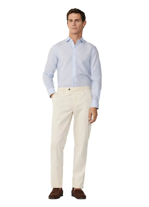 Tailored Fit Linen-Cotton Stripe Shirt 2 Image