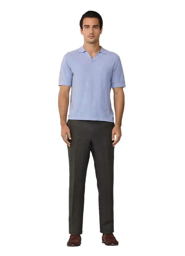 Textured Knitted Short Sleeve Polo 2 Image