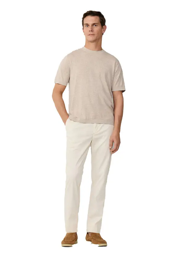 Cotton-Linen Knitted Short Sleeve T-Shirt 2 Image