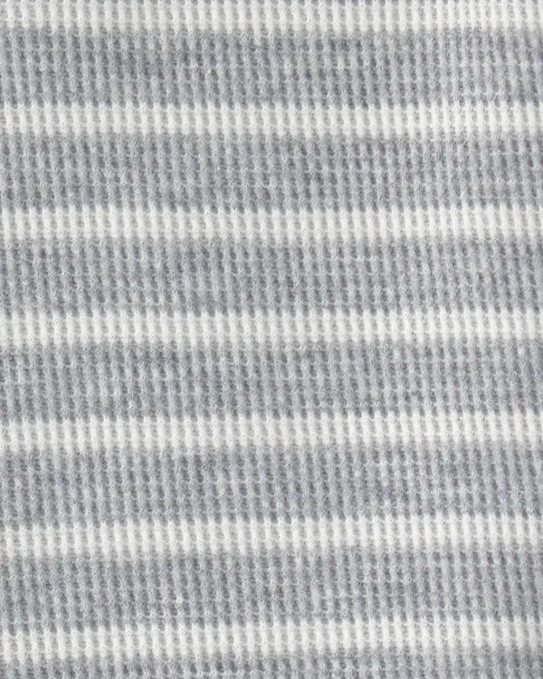 Kids Baby Boy 2-Piece Dino Spikes Waffle-Knit Short-Sleeve Bodysuit & Short Set - Grey 1 Image