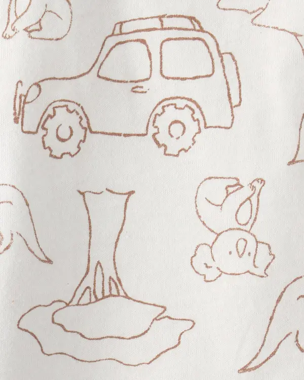 Kids Baby Boy 2-Piece Safari Short-Sleeve Bodysuit & Short Set - Brown&White 1 Image