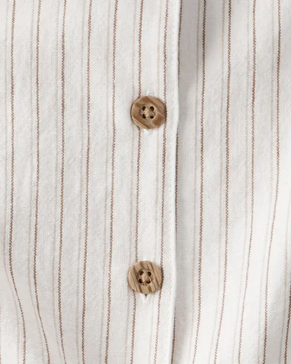 Kids Baby Girl 3-Piece Striped Sleeveless Top & Short Set - Tan&Ivory 1 Image