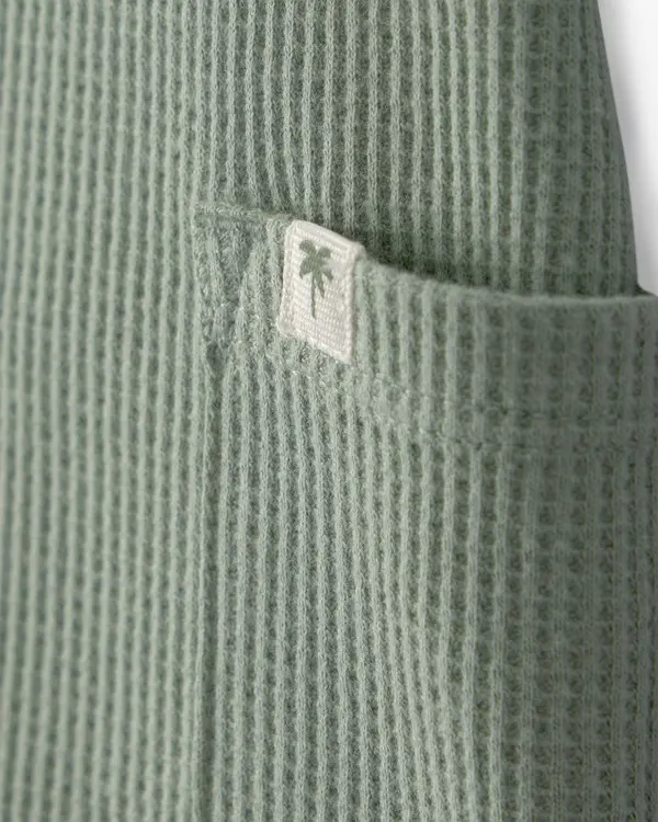 Kids Baby Boy Waffle-Knit Sleeveless Romper - Green 2 Image