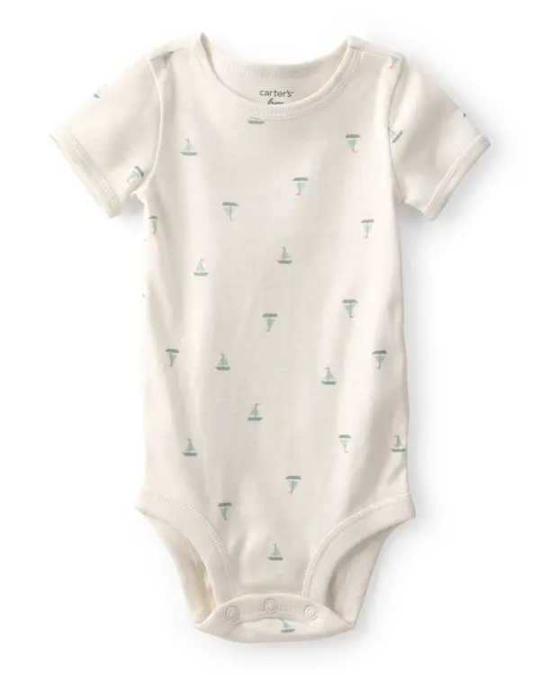 Kids Baby Boy 2-Piece Sailboat Overall Set - Green&Ivory 1 Image