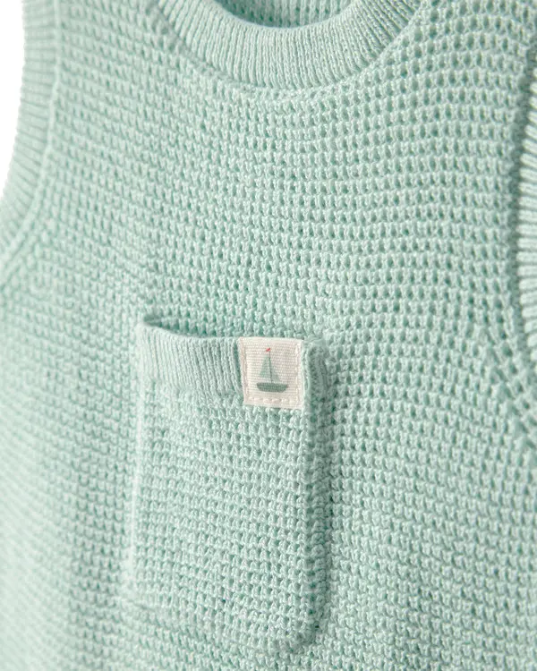 Kids Baby Boy Crochet Bubble Romper - Green 2 Image