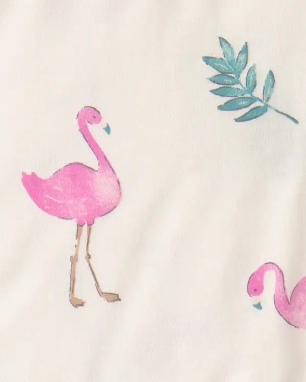 Kids Baby Girl 2-Pack Flamingo PurelySoft Sleeveless Romper Set - Pink&Ivory 2 Image